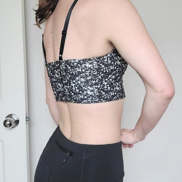 Lululemon Core Set Sports Bra/Bikini Top Shimmy Shimmer Black/White Dot - Small - Picture 11 of 14